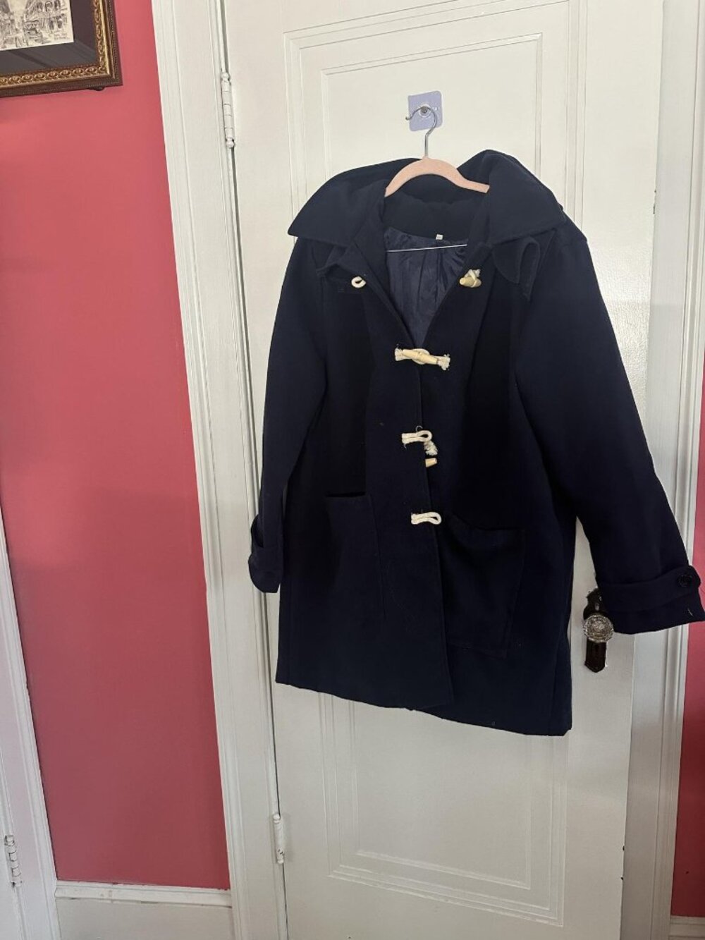 Navy Hooded Toggle Duffle Coat Women's Size 2XL